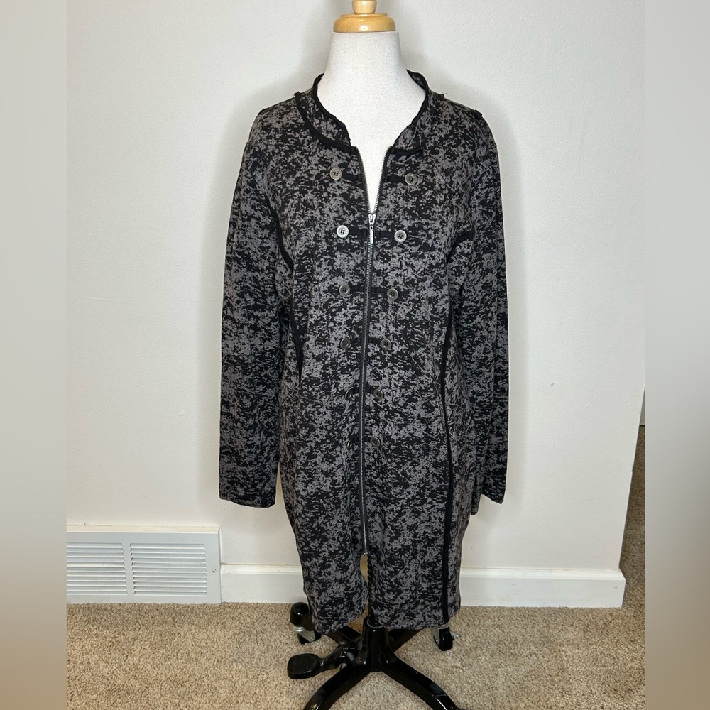 Yest Charcoal & Gray Patterned Knit Jacket Langenlook  Women's 14